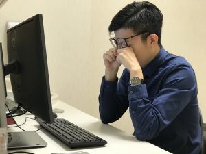 Computer vision syndrome is associated with eye strain after long periods of computer use.